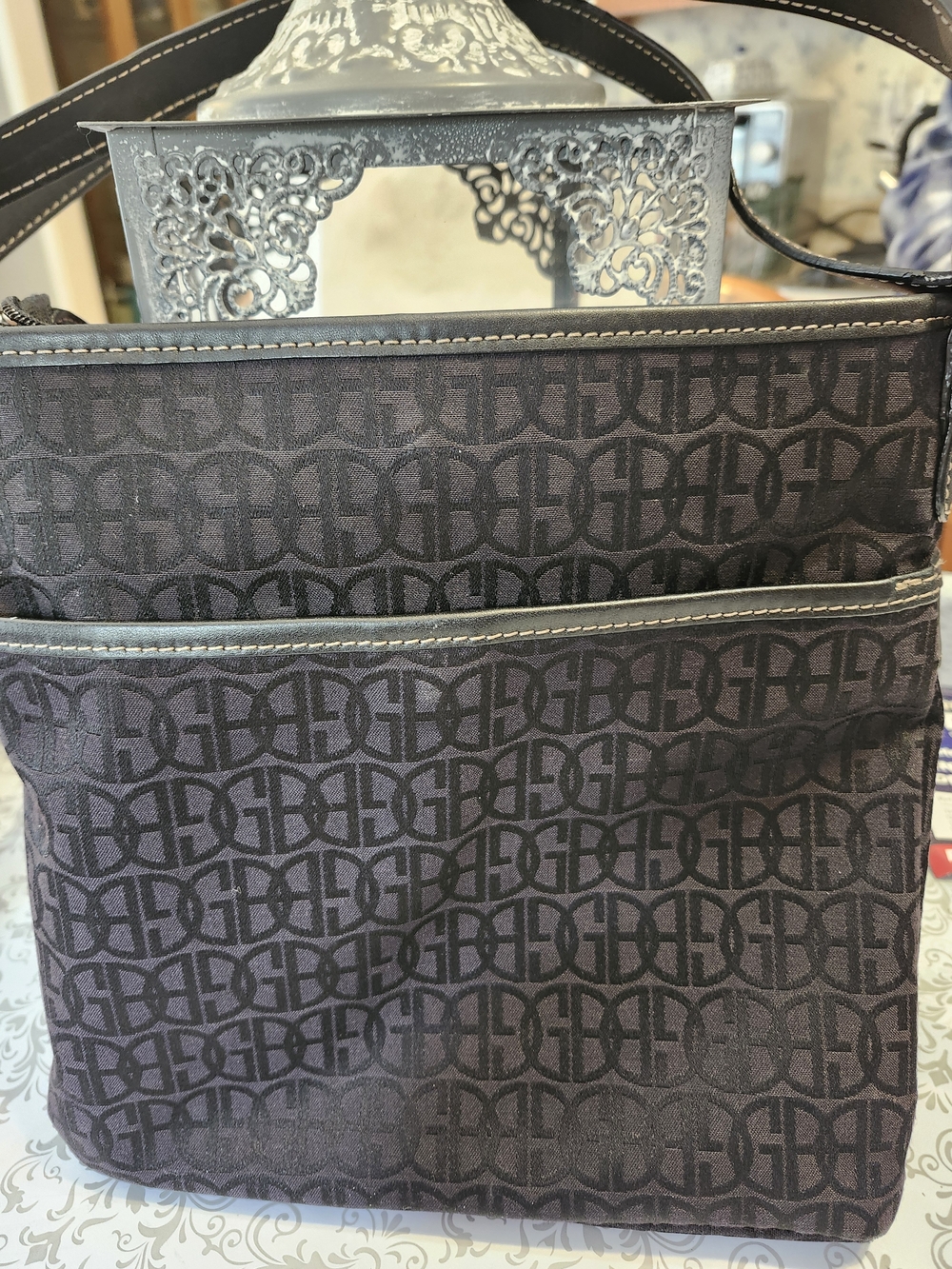 Womens Black Patterned Crossbody Bag